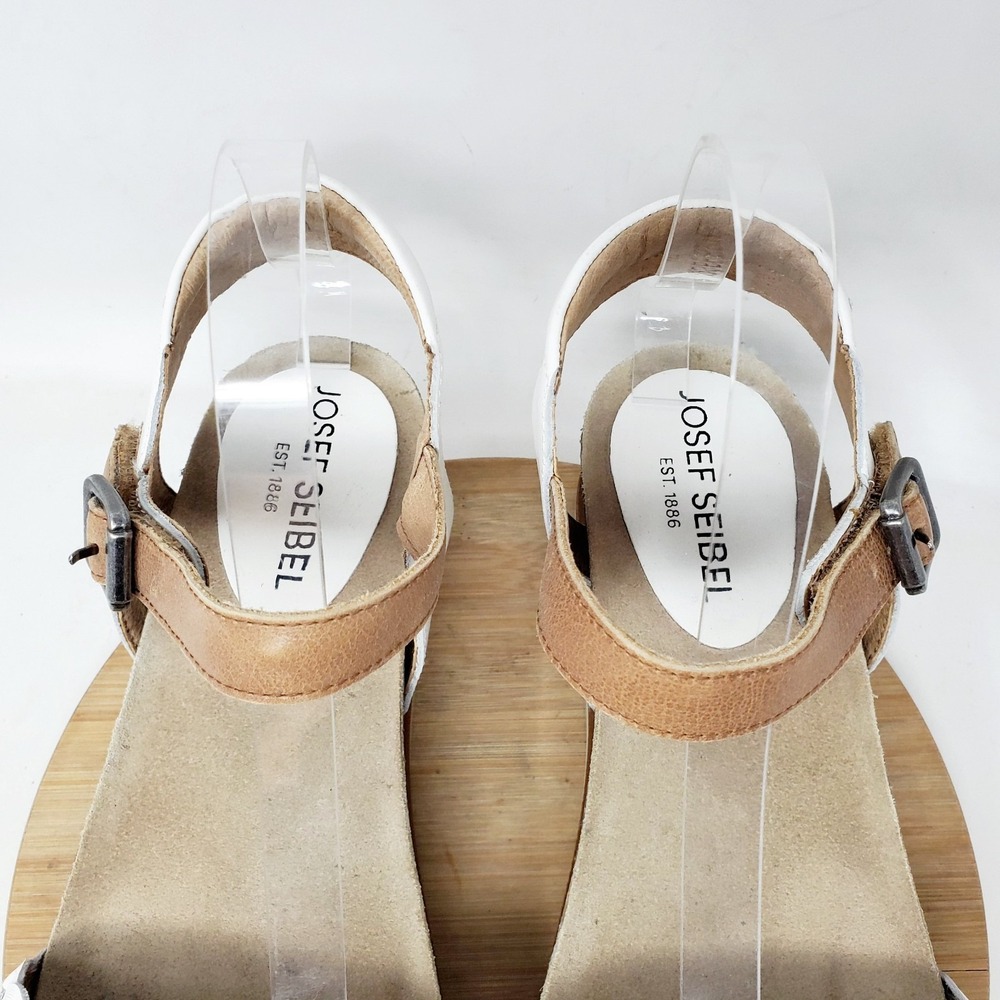 Josef Seibel Clea 16 Sandals Womens 41 White Leather Platform Straps Chunky Shoe - Picture 7 of 13